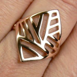 STYLISH 18K rose Gold over Sterling SILVER Modern Ring size 6.5